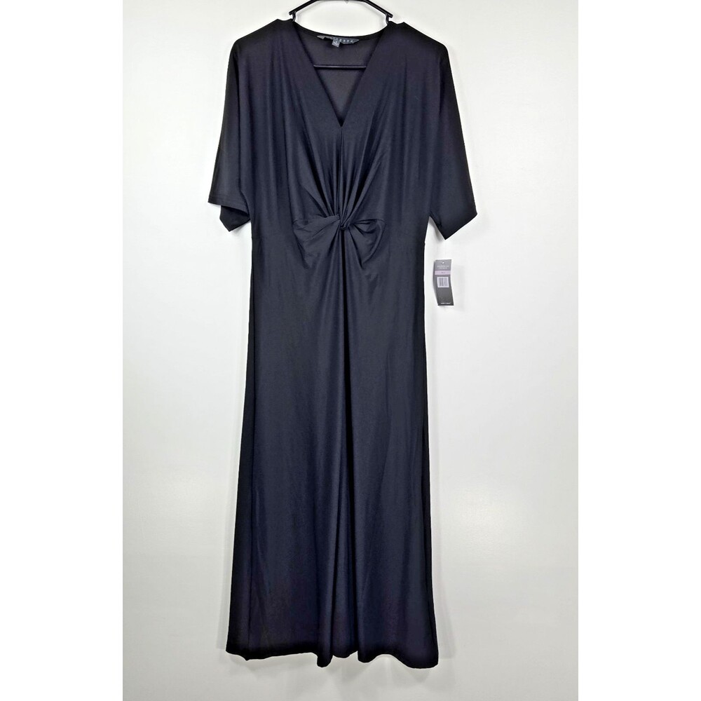 Sharagano Women's Size 14 Black Short Sleeve Knotted Maxi Dress NWT